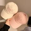 Women's Sweet Bowknot Embroidery Baseball Cap Solid Color Korean Style Peaked Cap Outdoor Soft Cotton Snapback Sun Visor Hat