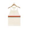 Spring and Summer Women's Vest Rainbow Colorful Hanging Neck Top Fashion Backless Knitted Tops Lace-up Undershirt Female Vest