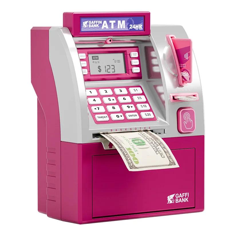 Children Atm Automatic Deposit Teller Machine Toy Smart Password Swipe Card Saving Box Kids Electronic Piggy Bank Christmas Gift