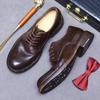 Мода Новая Натуральная Кожа Ручная Работа Goodyear Легкая Роскошь Большая Голова Кожаная Обувь Подошва из Натуральной Кожи Круглый Носок Британская Обувь из Коровьей Кожи