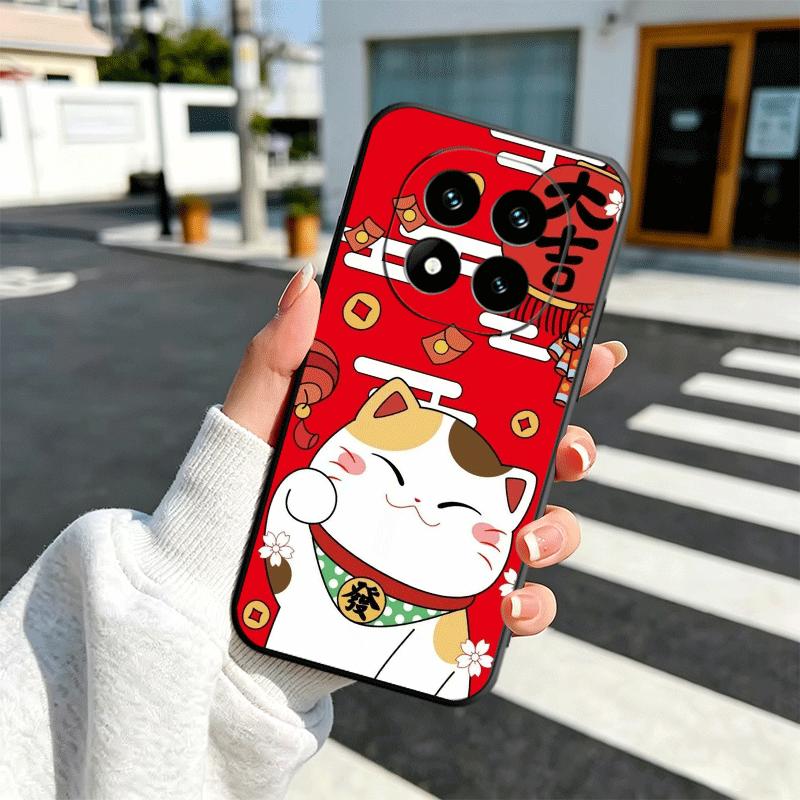 Lucky Cat Maneki Neko Japanese Soft Phone Case for Xiaomi Redmi Note 12 13 14 15 Pro Plus 11 12S 11S 11T 10 4G Black Cover Back