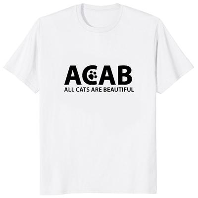 Смешная футболка с принтом ACAB All Cats Are Beautiful, с коротким рукавом, юмористическая, хипстерская, повседневная, унисекс, удобная, дышащая