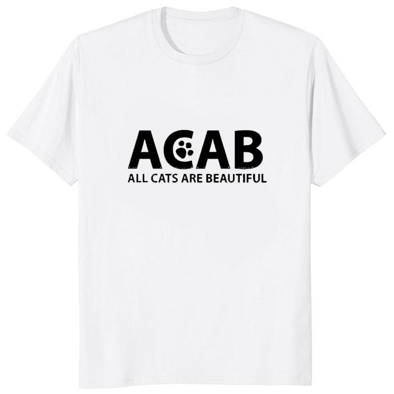 Смешная футболка с принтом ACAB All Cats Are Beautiful, с коротким рукавом, юмористическая, хипстерская, повседневная, унисекс, удобная, дышащая