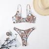 Printed High Leg Cut Metal Rings Bikini Women Swimwear Female Swimsuit Two-pieces Bikini Set Bather Bathing Suit Swim Lady