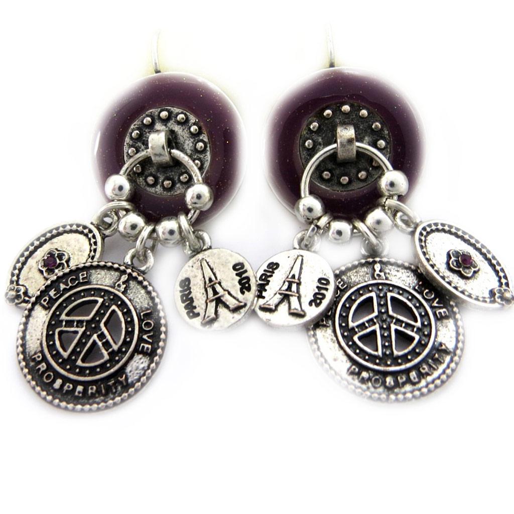 Les Trésors De Lily [G7779] — Фиолетовые дизайнерские серьги «Мир»