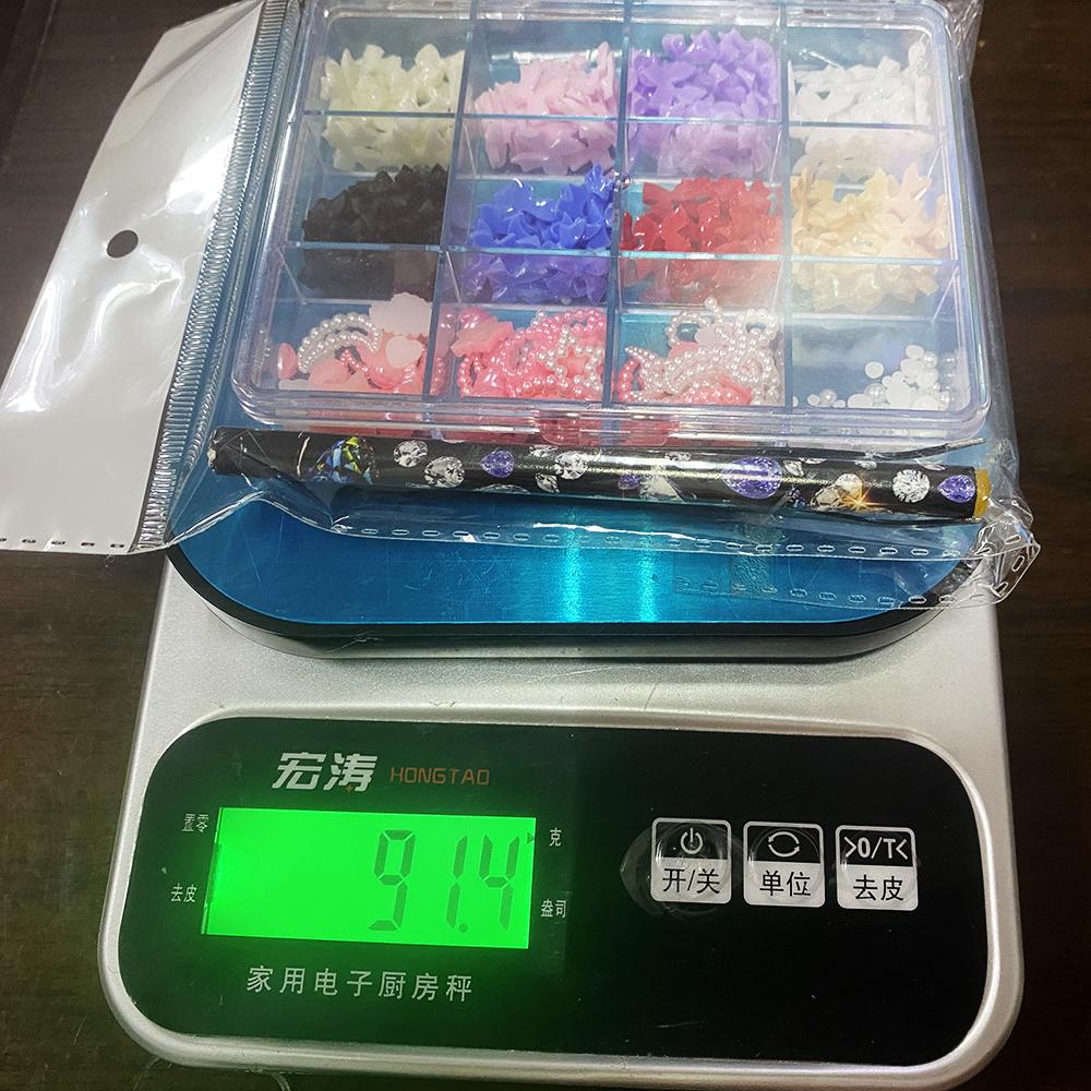 Kawaii Colorful Mixed Resin Rhinestone Nail Art Charms Bowknot Pearls Kit DIY Manicure Decorations Box With Wax Pen Tweezers