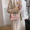 Fashionable Handbag with Bows In Spring New Solid Color One-shoulder Crossbody Bag Fashionable Gentle Small Square Bag Women