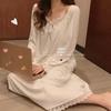 Women's Casual Fashion Ruffled Long-sleeved Nightdress Home Wear