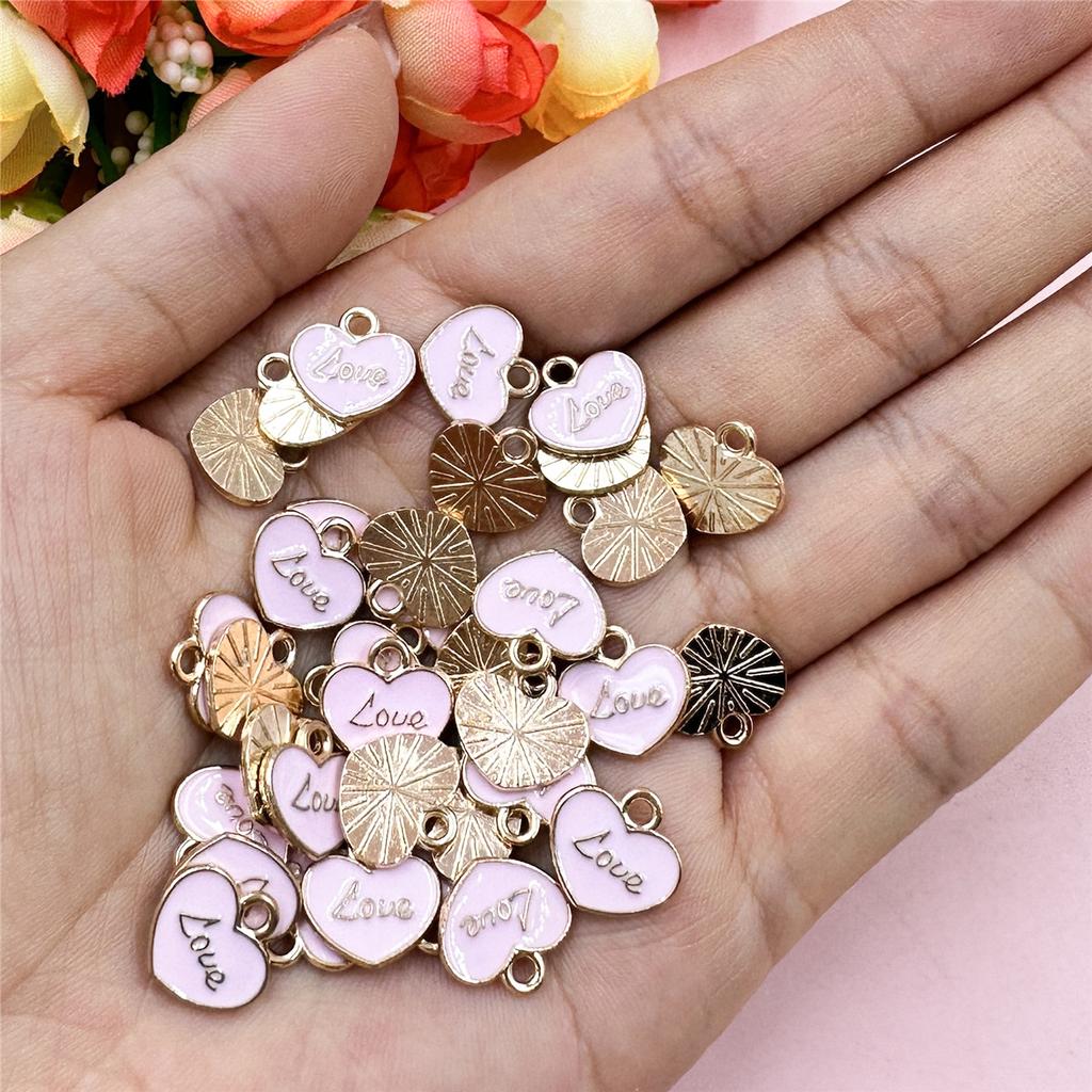 Сплав капает масло Мода 20 шт. Материал ручной работы Свободные бусины DIY Ювелирные аксессуары для браслета Серьги Изготовление маленьких бусинок в форме сердца любви