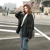 Autumn Women's Loose Motorcycle Leather Jacket, Street Style Short Coat