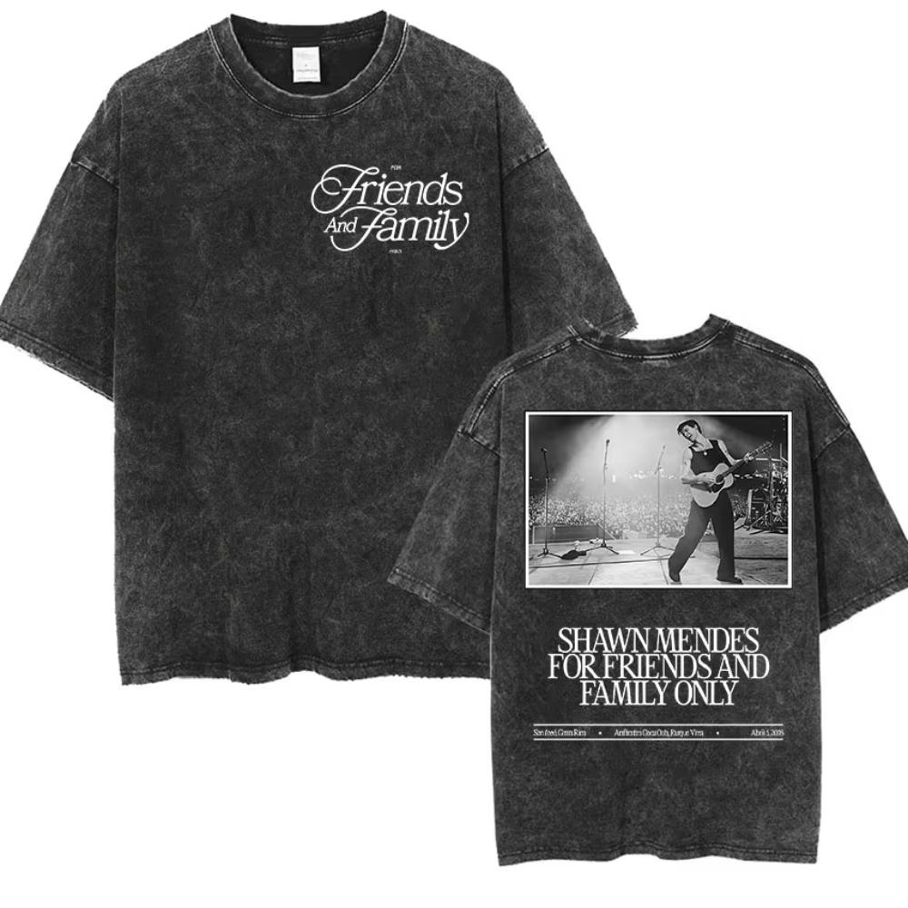Rapper Shawn Mendes Tour  Album Vintage Washed Tee Shirt Mens Hip Hop Oversized Tshirt Fashion High Quality Cotton T Shirts