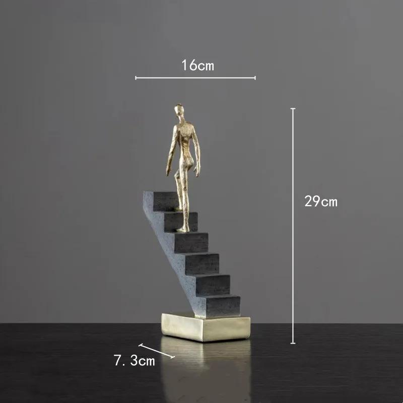 Креативная фигурка-скульптура из смолы, ручная работа, лестница, золотой человек, абстрактные декоративные фигурки, аксессуары для украшения комнаты