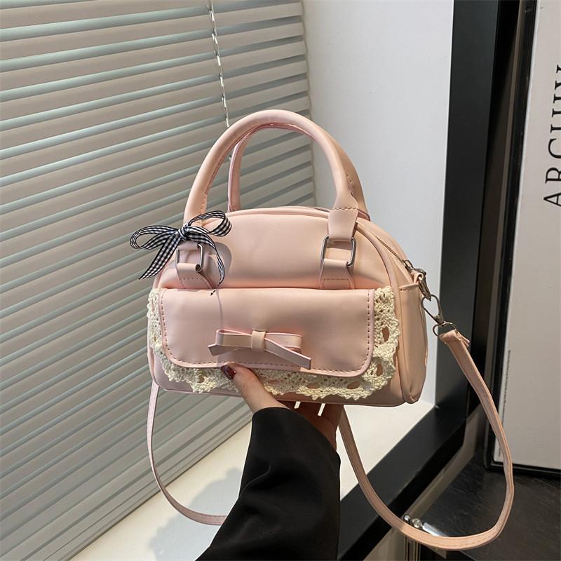 Style Bowknot Handbag Pu Leather Crossbody Bag With Zipper Closure For Casual Outings