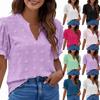 Женская шифоновая футболка с V-образным вырезом, большим шерстяным рукавом, коротким рукавом, с буфами, топом