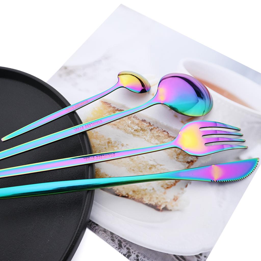 Высокое качество 24 шт., набор столовых приборов из черного золота, нож, вилка, чайная ложка, столовые приборы, зеркало, посуда из нержавеющей стали, кухонное серебро в западном стиле