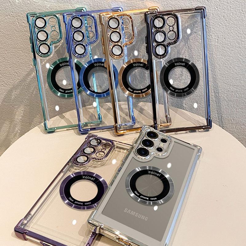 Luxury For Magsafe Plating Clear Case For Samsung Galaxy S26 S25 S24 S23 Ultra S22 Plus S21FE A36 A35 A55 A54 A53 Magnetic Cover