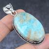 Caribbean Larimar Gemstone Handmade 925 Sterling Silver Gift Pendant 2.44" N9H73