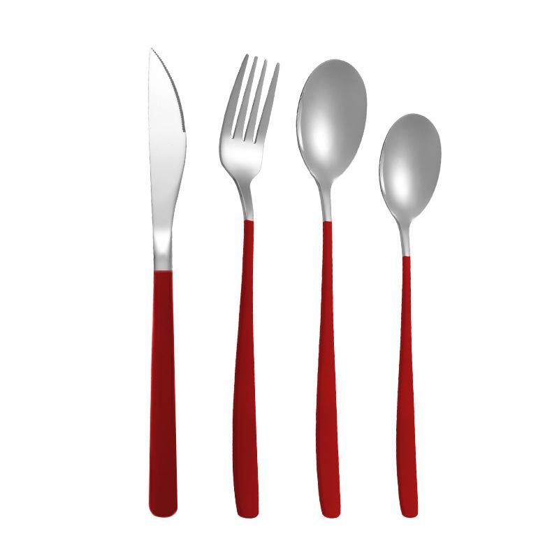 Корейский нож из четырех предметов для стейка из нержавеющей стали, вилка и ложка, набор посуды, домашний подарочный набор из нержавеющей стали с квадратной ручкой