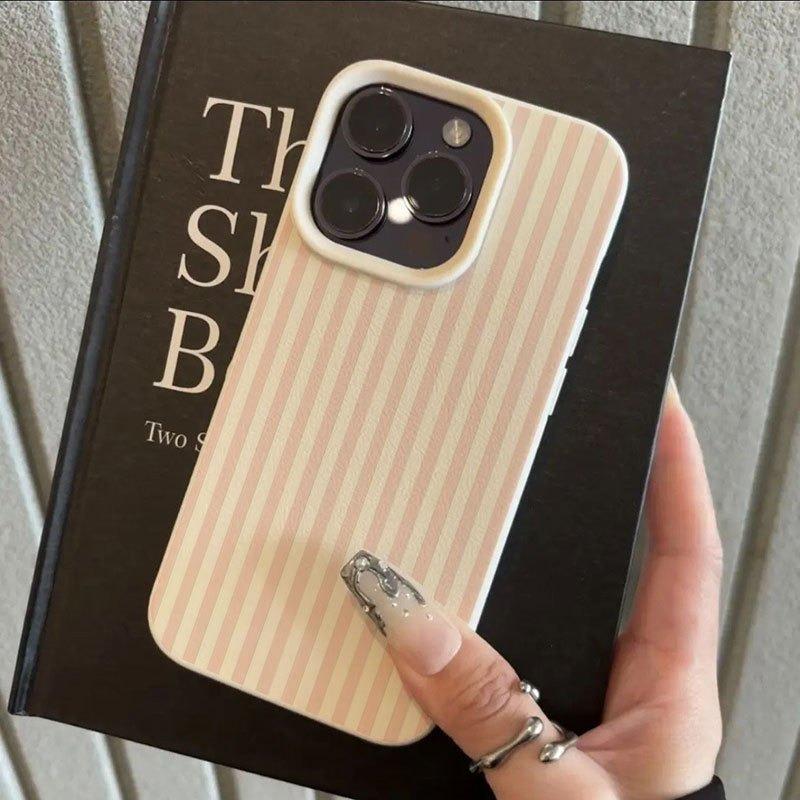 Розово-белый полосатый чехол для телефона для iPhone 17 Pro 16 15 14 13 12 14 Pro Max Air 16E X XR XS Max Plus Мягкий чехол из ТПУ