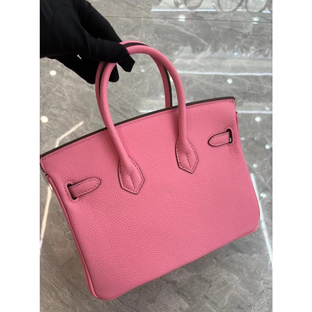 Factory direct wholesale lychee pattern first layer cowhide 25cm/30cm silver buckle platinum bag, genuine leather women's bag lady