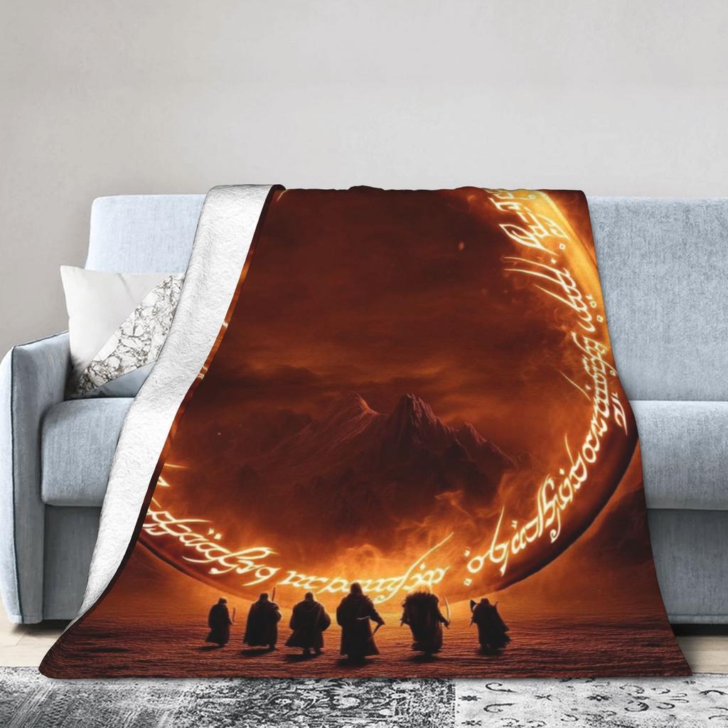 Super Soft Lords Rings Throw Blanket Premium Fleece Flannel Lightweight Bed Blanket Cozy Fluffy Bedspread All Season Use