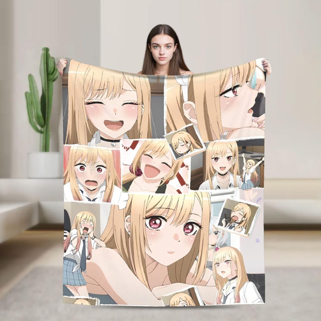 Japan Anime Marin Kitagawa Girl Blanket Multi-size Super Soft Cozy Throw Blankets for Sofa Couch and Bed