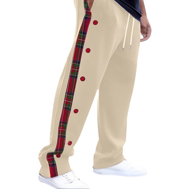 Повседневные спортивные штаны средней талии с карманами для мужчин, длинные брюки для отдыха с винтажным клетчатым принтом, мужские свободные брюки на шнурке, уличная одежда