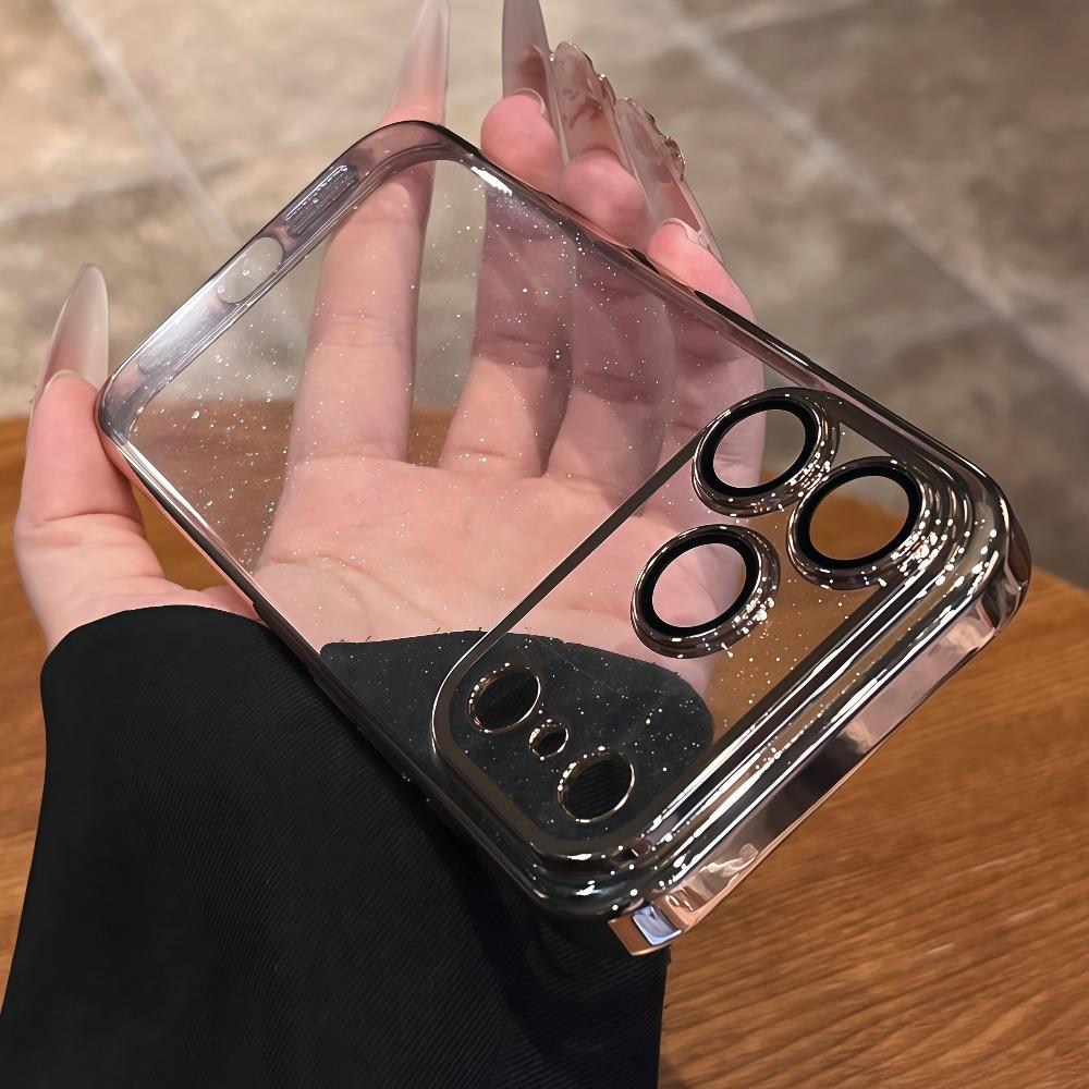 Роскошный прозрачный чехол для телефона с блестками для iPhone 17 16 15 14 13 Pro Max 17Pro Air Pating Бампер Защита камеры Прозрачная задняя крышка