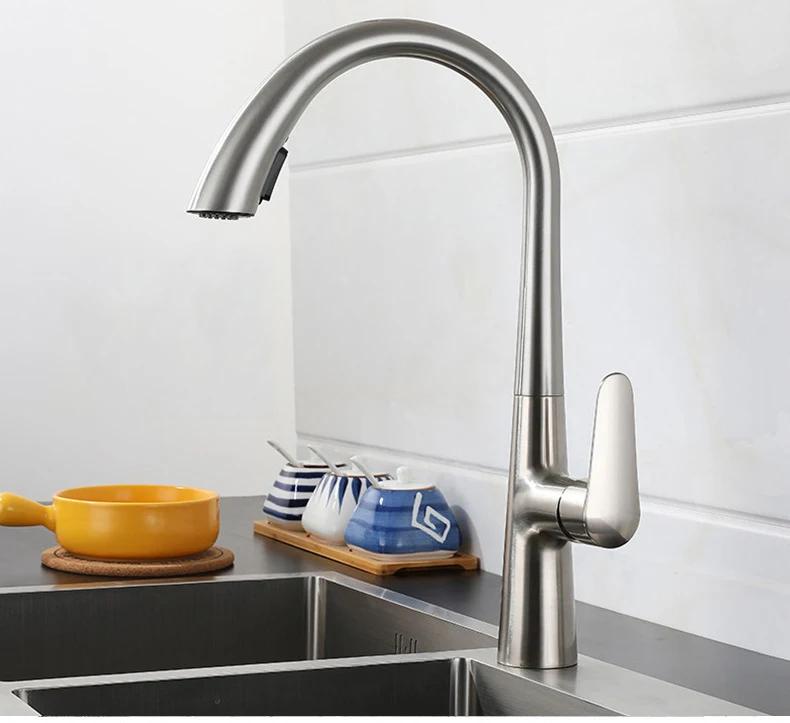 Black Kitchen Faucet Pull-Out Tap Gun Gray Household Gray Sink Washbasin Cold And Hot Water Mixer White
