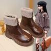 Children's Boots 3-18 Years Old Fall Winter Padded Thickened Girls Cotton Shoes Soft Non-slip Kids Leather Boots