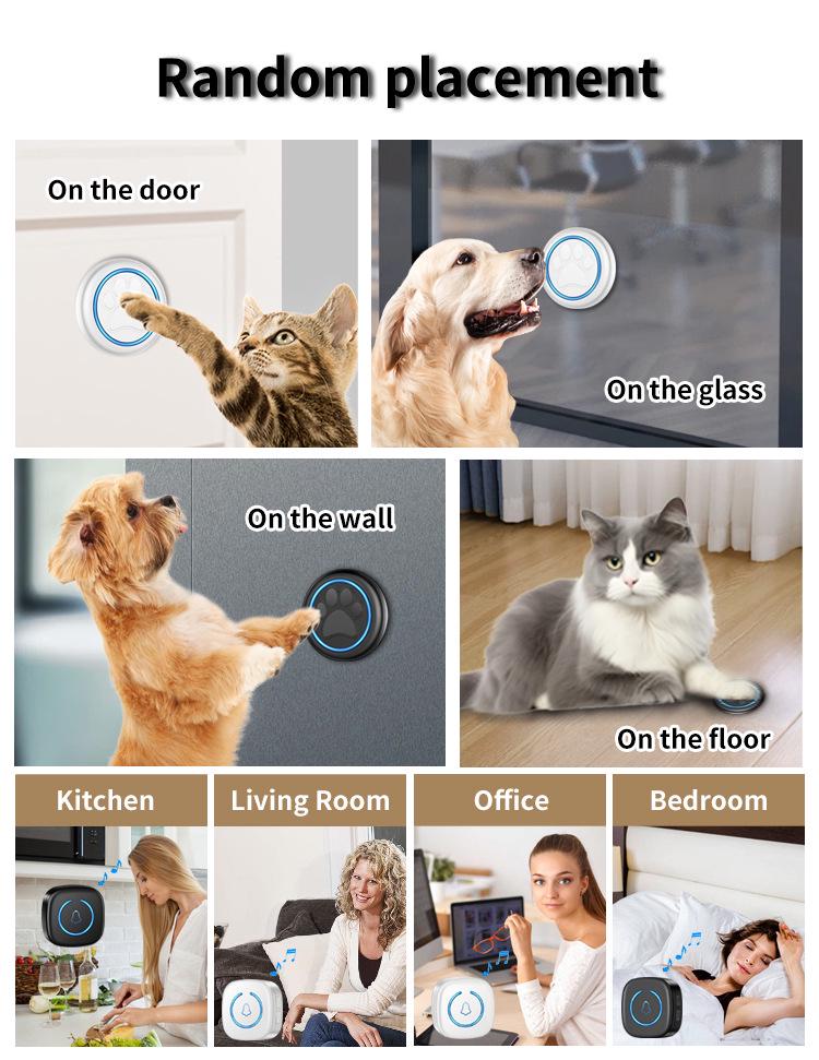 Умный водонепроницаемый беспроводной дверной звонок для собаки: Сенсорный звонок с 1 приемником и 1 передатчиком для дрессировки питомцев