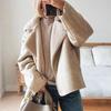 Autumn and Winter Women's Commuting Loose Wool One-piece Suede Plus Velvet Warm Lapel Long-sleeved Jacket