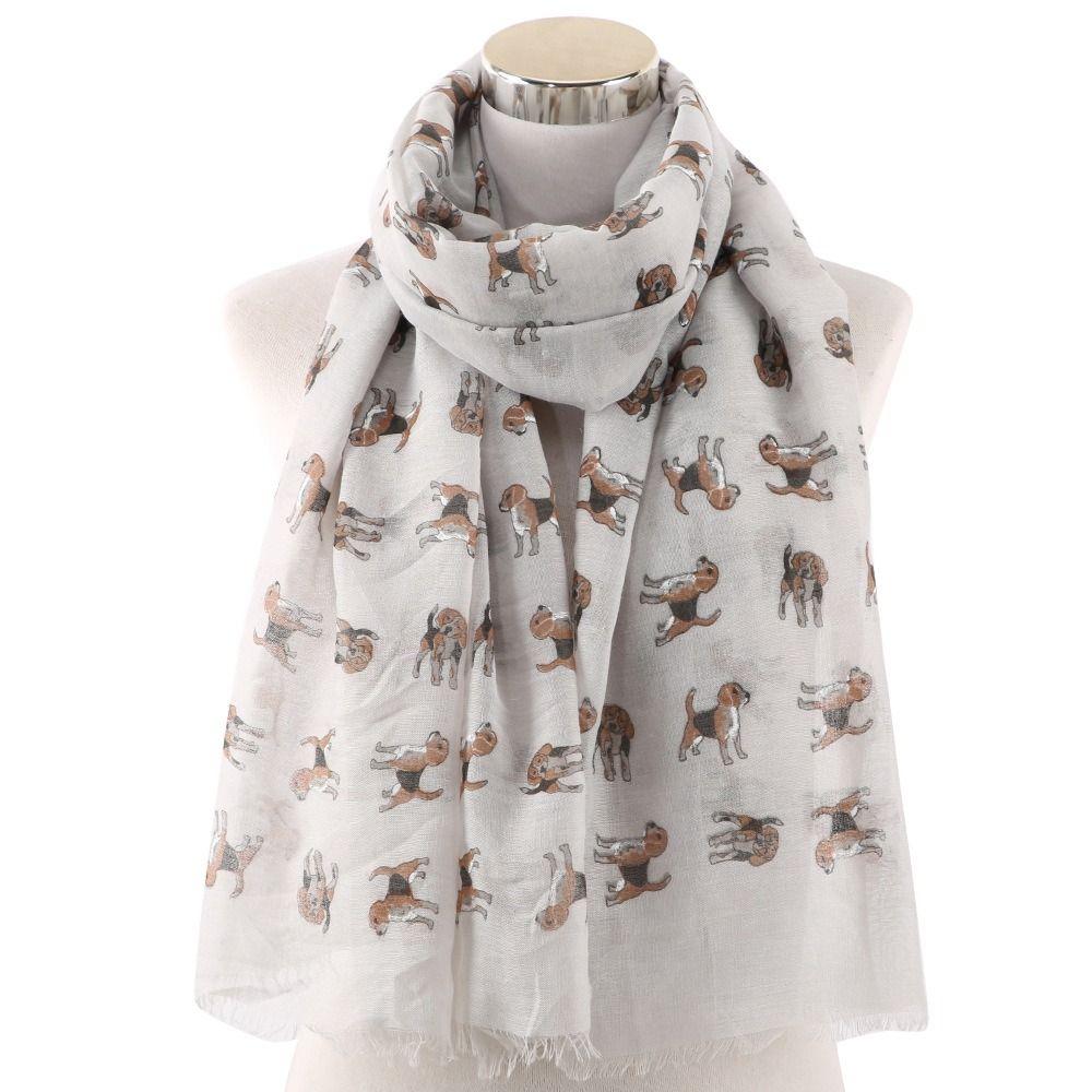Soft Dog Print Scarf Polyester Puppy Shawl Wrap Creative Gift Animal Scarf