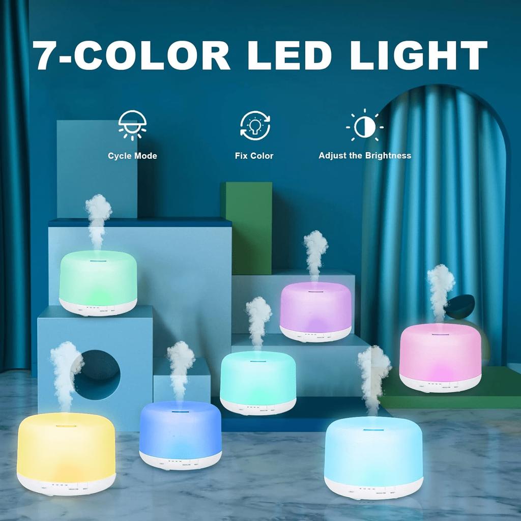 7-цветный светодиодный диффузор-увлажнитель эфирных масел 300 мл - Технология «конденсирующийся дым» и пульт дистанционного управления, включает 3 ароматических масла