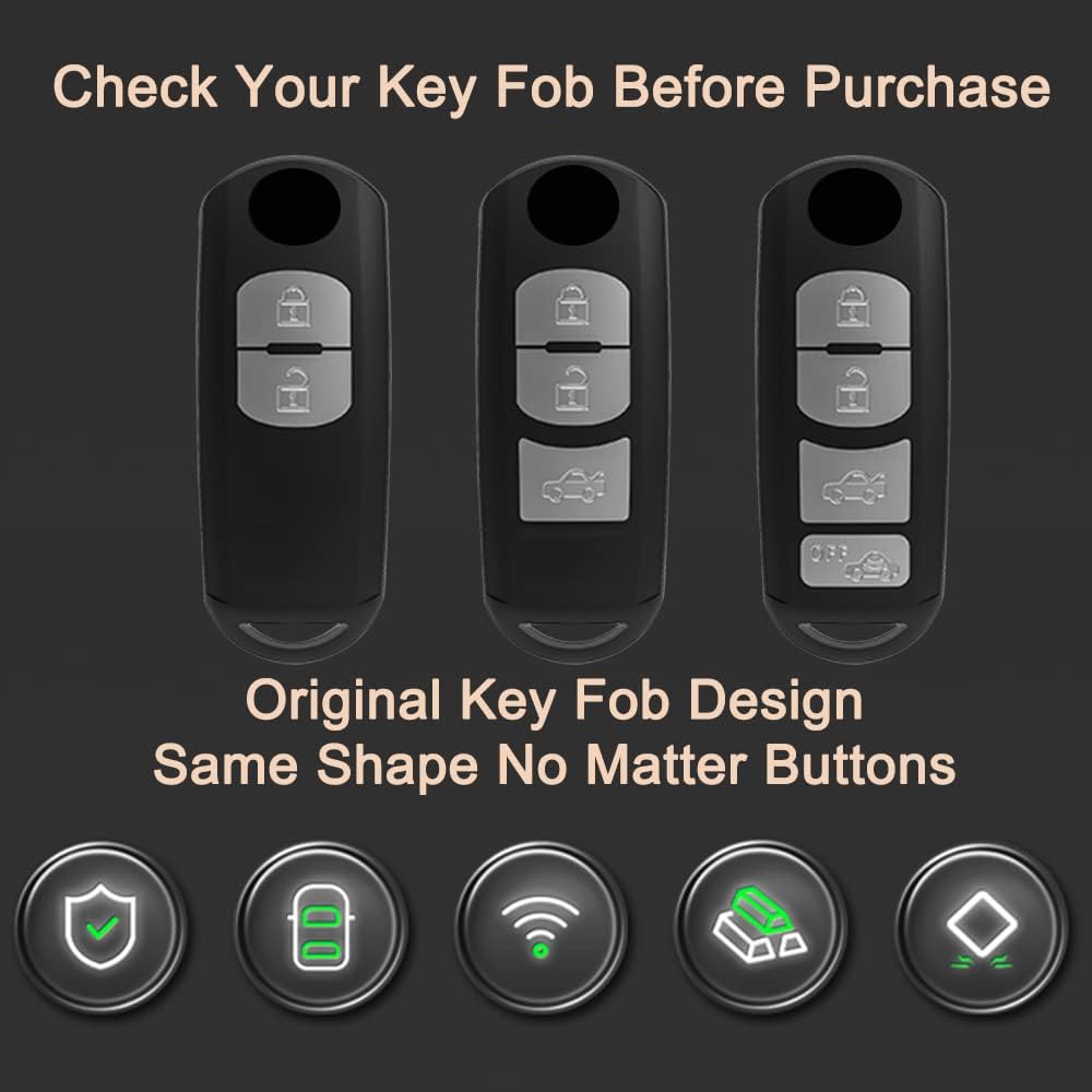 Alloy Metal Key Fob Cover,2 Pack Compatible with Mazda 3 6 8 Miata MX-5 CX-3 CX-5 CX-7 CX-9 RX-8
