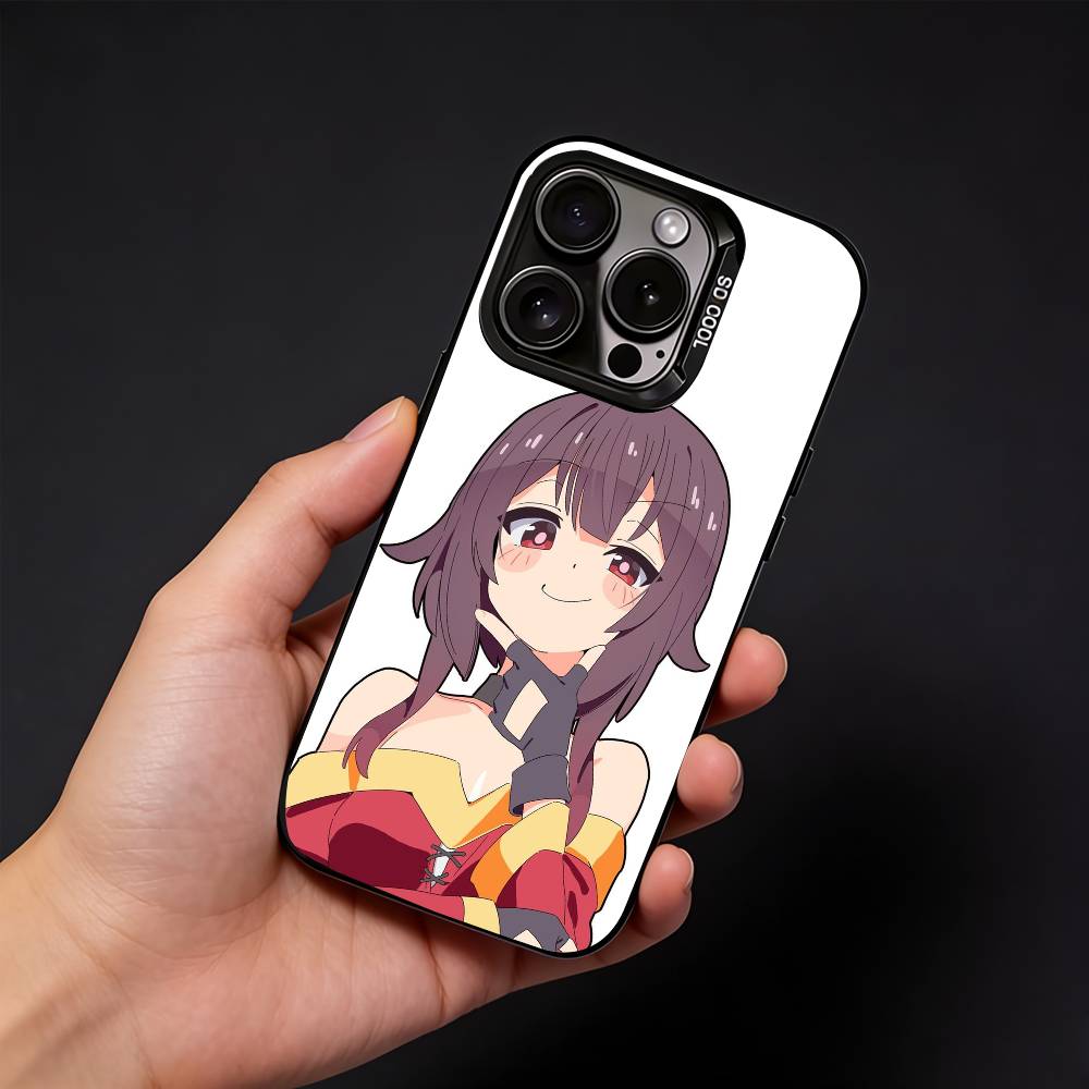 Чехол для телефона Megumin Anime K-KonoSuba для iPhone17, 16, 15, 14, 13, 12 Pro Max Черный Матовый Конфетный Ударопрочный Чехол