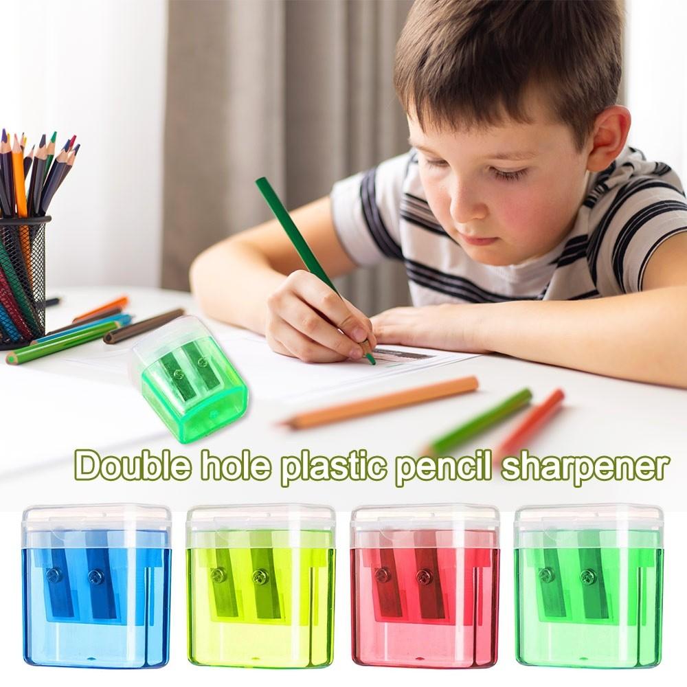 Dual Holes Pen Sharpener With Lid Pencil Sharpening Tool New Pencil Sharpeners  Student Stationery