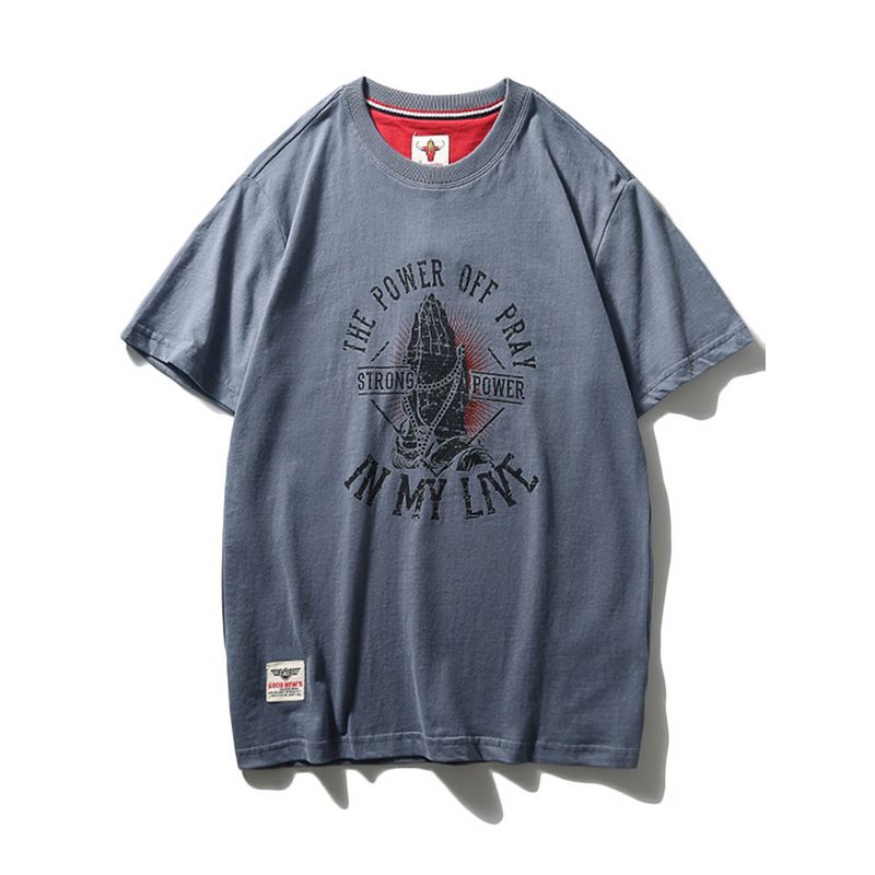 Foreign Trade Export to Domestic Sales Pure Cotton Short-Sleeved T-Shirt Men's New Trendy Summer American-Style All-Cotton White Base T-Shirt
