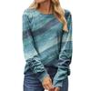 Женская мода, повседневная блузка с длинным рукавом и круглым вырезом, пуловер с принтом