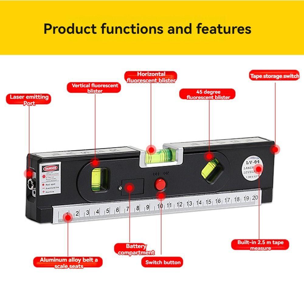 High Precision Laser Level 4 in 1 Vertical Measuring Tape Aligner Measuring Instrument