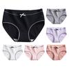 Women Panties Thread Bow Decor Mid Waist Elastic Cotton Underpants Seamless Max