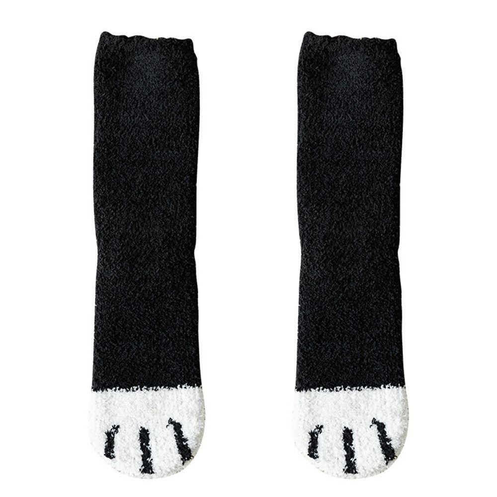 1 Pair Thicken Cat Paw Winter Socks Coral Fleece Sleeping Socks Cute Coral Fleece Warm Sock  Winter