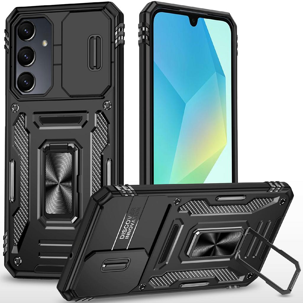 Чехол для Samsung Galaxy A16 4G/5G с подставкой, сдвижной крышкой для камеры, из PC+TPU, противоударный