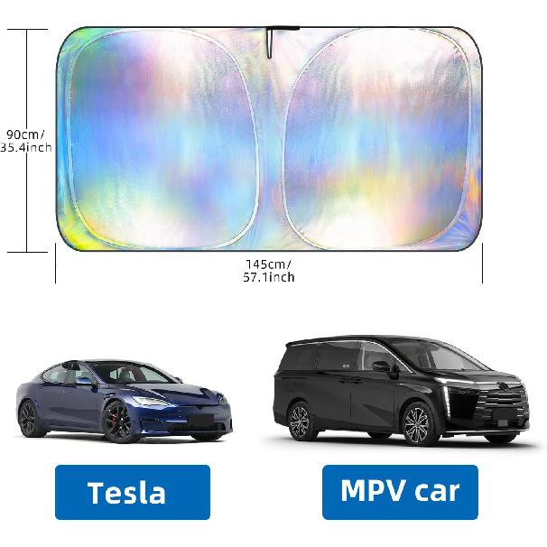 Aokway Laser Reflective Windshield Sunshade | Thickened UV-Blocking Sun Shade For Cars, SUVs, Trucks | Heat Reflective Cooling Protection | Foldable