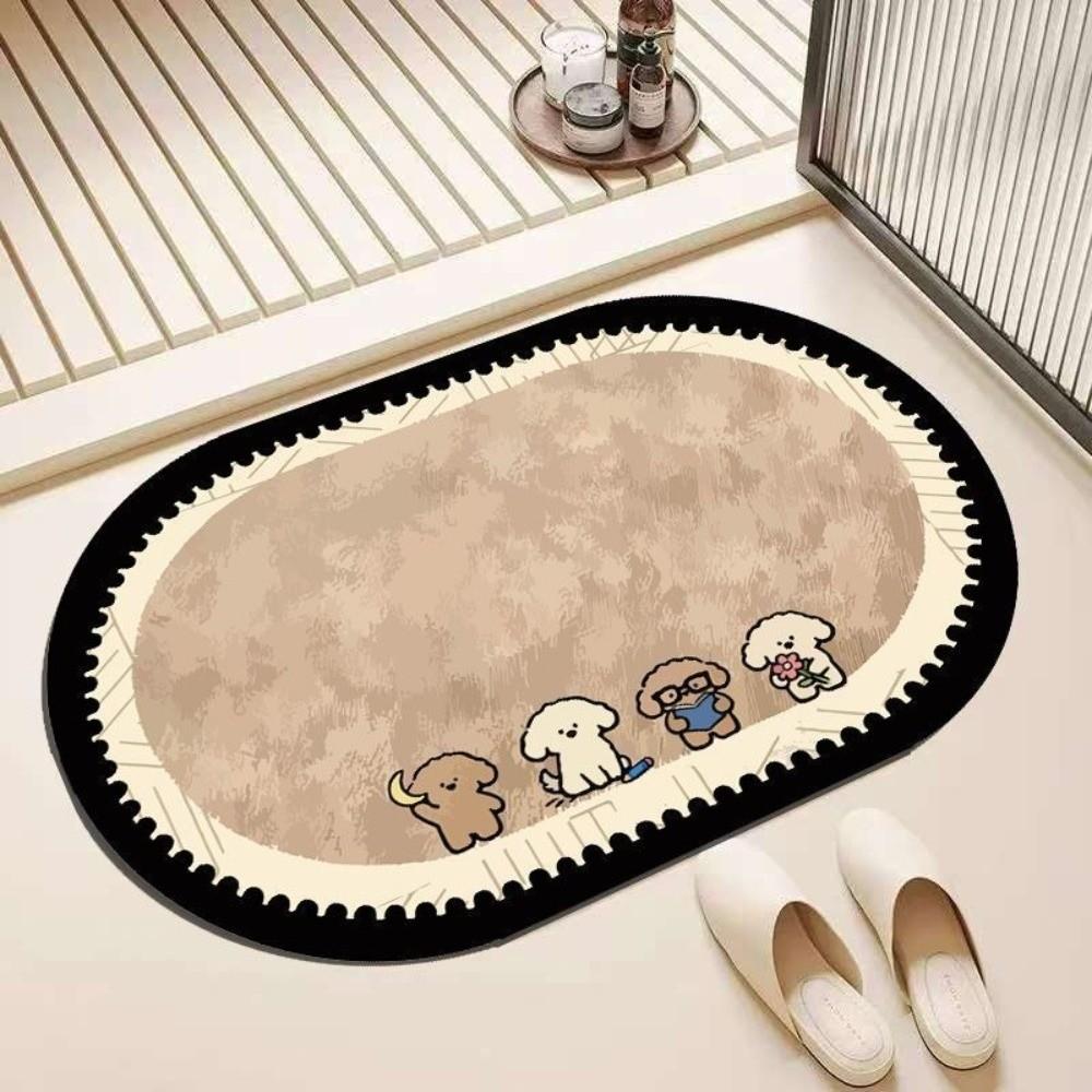 Quick Dry Cartoon Animal Bathroom Mat Anti Slip Dog Puppy Absorbent Mat Soft Decoration Door Mat Kitchen