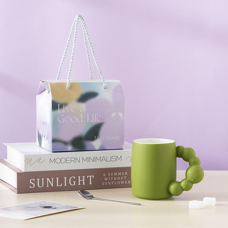 Кружка с цветной глазурью высокой ценности для жизни, подарочная коробка для мероприятия, кофейная чашка в стиле инс, чашка для воды, свадебный сувенир