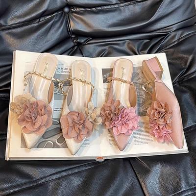 Фея ветер леди без каблука ленивые тапочки весна и лето новые однопедальные остроносые на плоской подошве сумка с цветами полутапочки прилив