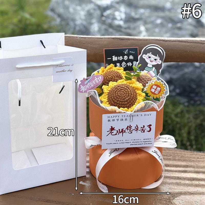 Crochet Sunflower Graduation Artificial Bouquet Teachers' Day Mothers Day Flower Bouquet Woven Flower Birthday Graduation Gift
