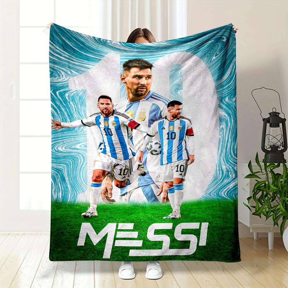 Messi Iconic Football Design Warm blanket Flannel blanket for bedroom, living room, sofa, and nap sofas