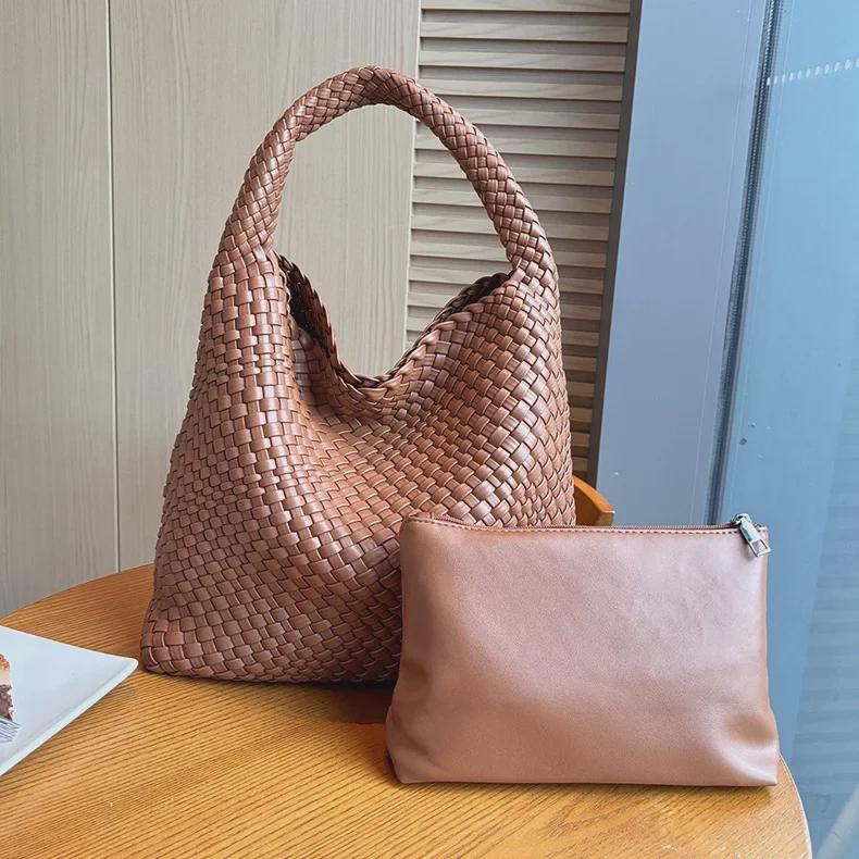 Легкая плетеная сумка-ведро в европейском и американском стиле - большая вместительная сумка и сумка через плечо для женщин